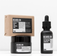 Load image into Gallery viewer, Beard.On Beard Oil, Beard Balm And Beard &amp; Face Charcoal Soap: The Premium Beard Conditioning Combo I